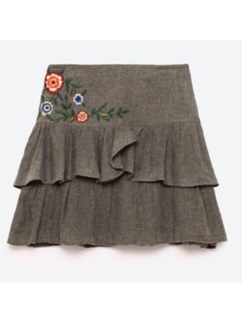 ZARA Embroidered Ruffles Skirt - Picture 2 of 14